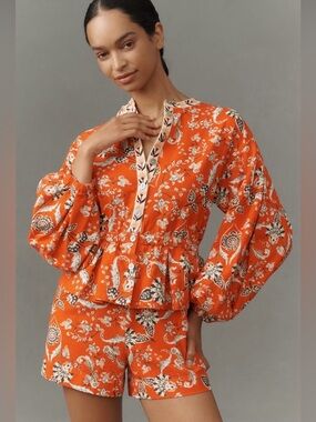 FARM RIO Anthropologie Peplum Floral Romper